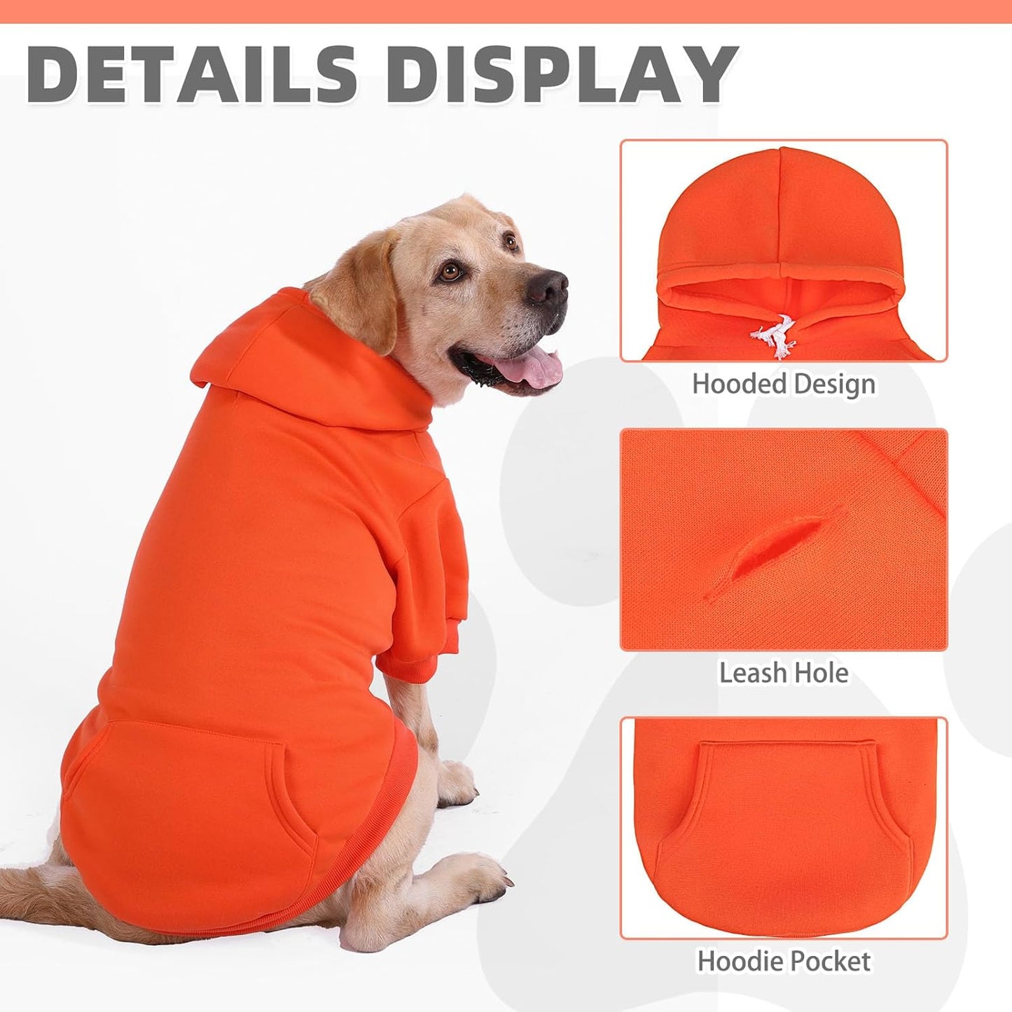 KOOLTAIL Fall Dog Hoodie - Soft & Warm Dog Thanksgiving Sweater with Leash Hole and Pocket, Pet Winter Coat, Cold Weather Clothes Sweatshirt for Small Medium Large Dogs Puppy Cat Boys Girls, Orange L