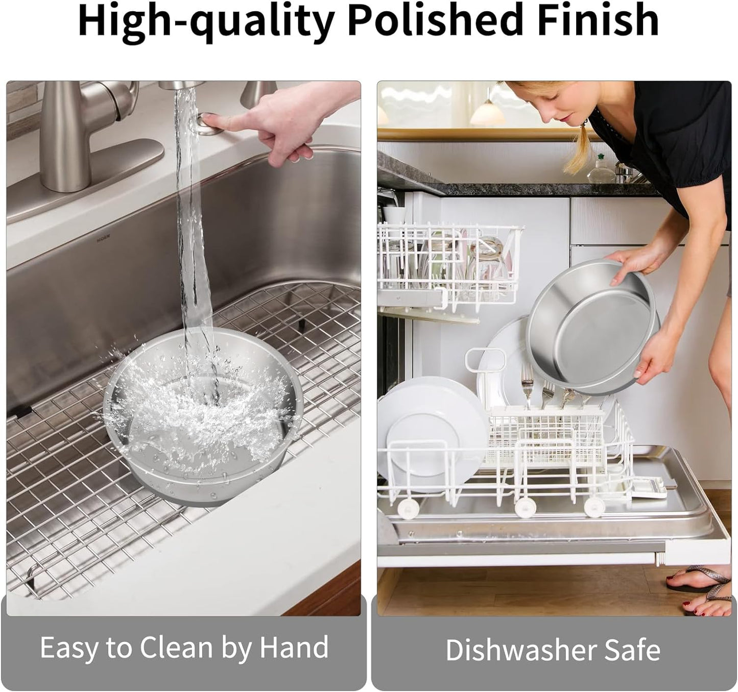 Taglory 4 Cup Stainless Steel Dog Bowls Set of 2 for Food and Water, Silicone Base Anti-Slip, Rust Resistant, Extra Thick Metal Bowls for Small Dogs, 30oz, Gray