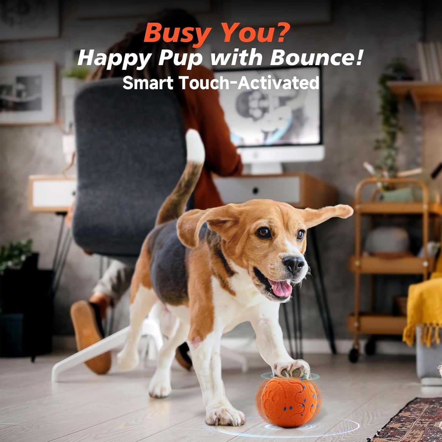 Interactive Dog Ball Toy, Automatic Moving Bouncing Rotating Smart Ball with 3 Modes, Durable E-TPU Material for Medium & Large Dogs, IP54 Waterproof Stimulation Toy to Keep Dog Busy & Active