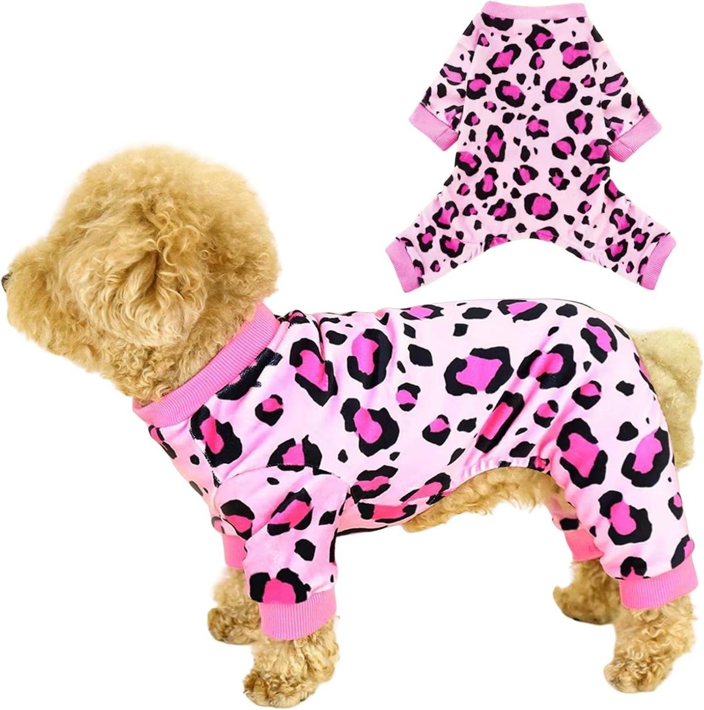 Vet-Approved Dog Onesie Pajamas for Small Dog Clothes - Lightweight Soft Stretchy Puppy Costume - Certified Hypoallergenic Comfort Anxiety-Reducing (Pink,Small)