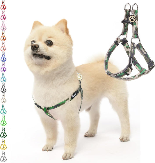 PUPTECK No Pull Dog Harness Soft Adjustable Basic Nylon Step in Puppy Vest Outdoor Walking with ID Tag, Camouflage, M