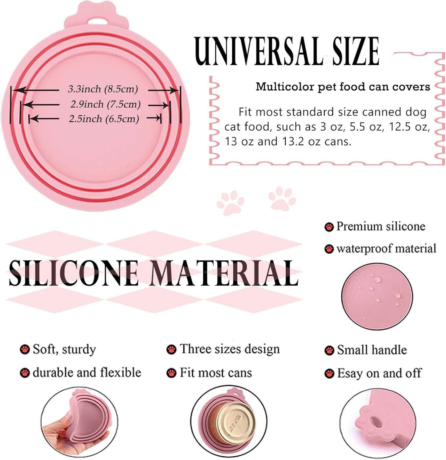 Food Can covers | 6 Pack Silicone Can Lids for Dog and Cat Food | Universal BPA Free | One Can Cap Fit Most Standard Size Canned Dog Cat Food