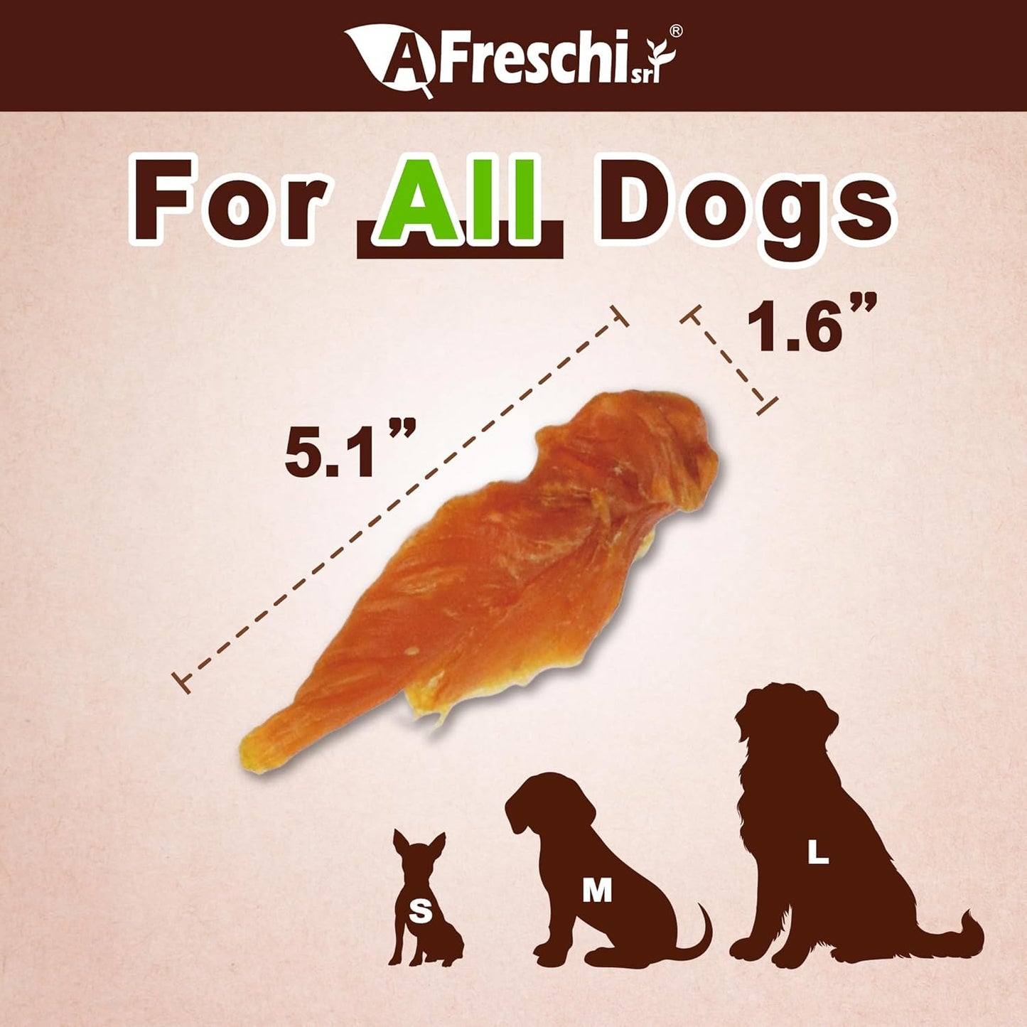 AFreschi Natural Chicken Fillet Jerky 16 oz, Dog Treats, All Natural, Grain-Free, High-Protein, Low Fat, Healthy & Easily Digestible