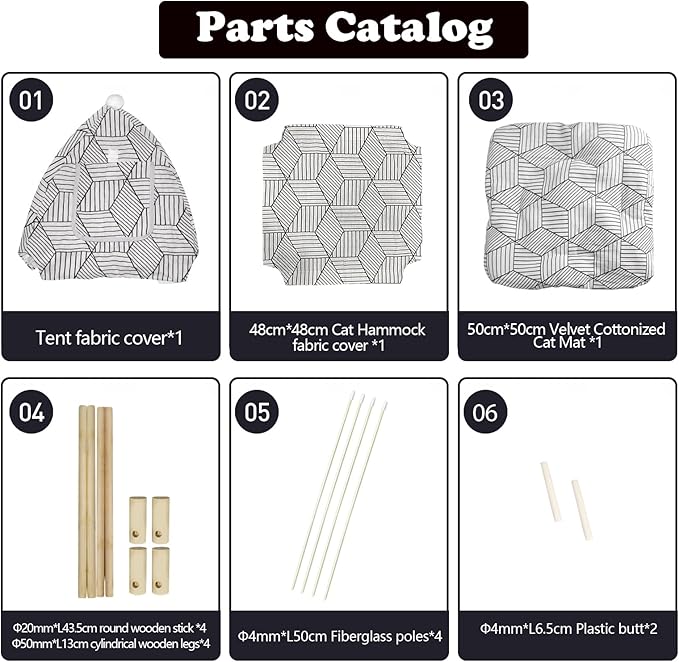 2-in-1 Elevated Cat Tent Cat House, Quick Assembly and Disassembly, Portable Indoor/Outdoor Cute Cat Bed Cave-White Diamond Pattern