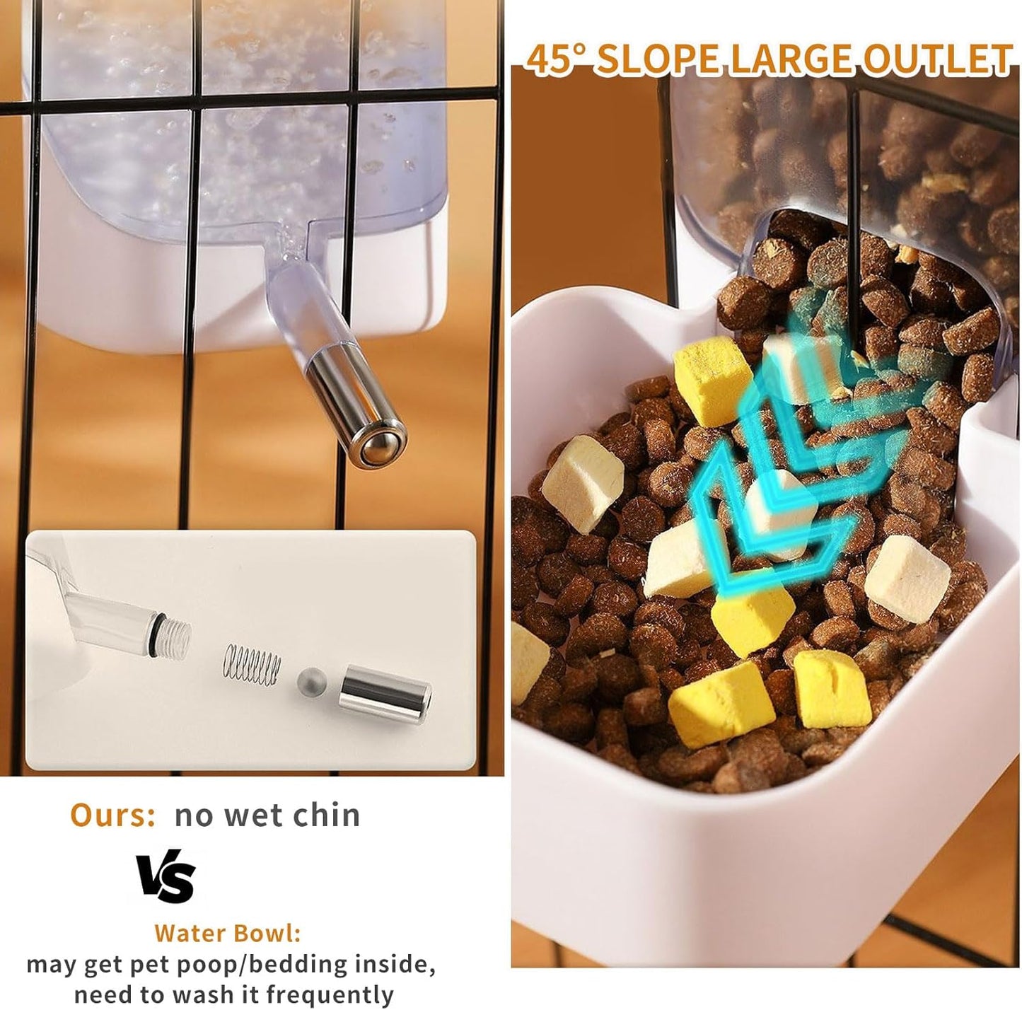 Oncpcare 24oz Rabbit Water Dispenser No Drip for Cage, Hanging Automatic Guinea Pig Water Bottle Large Small Aniaml Cage Accessories for Ferret Guinea Pig Rat Rabbit (White)