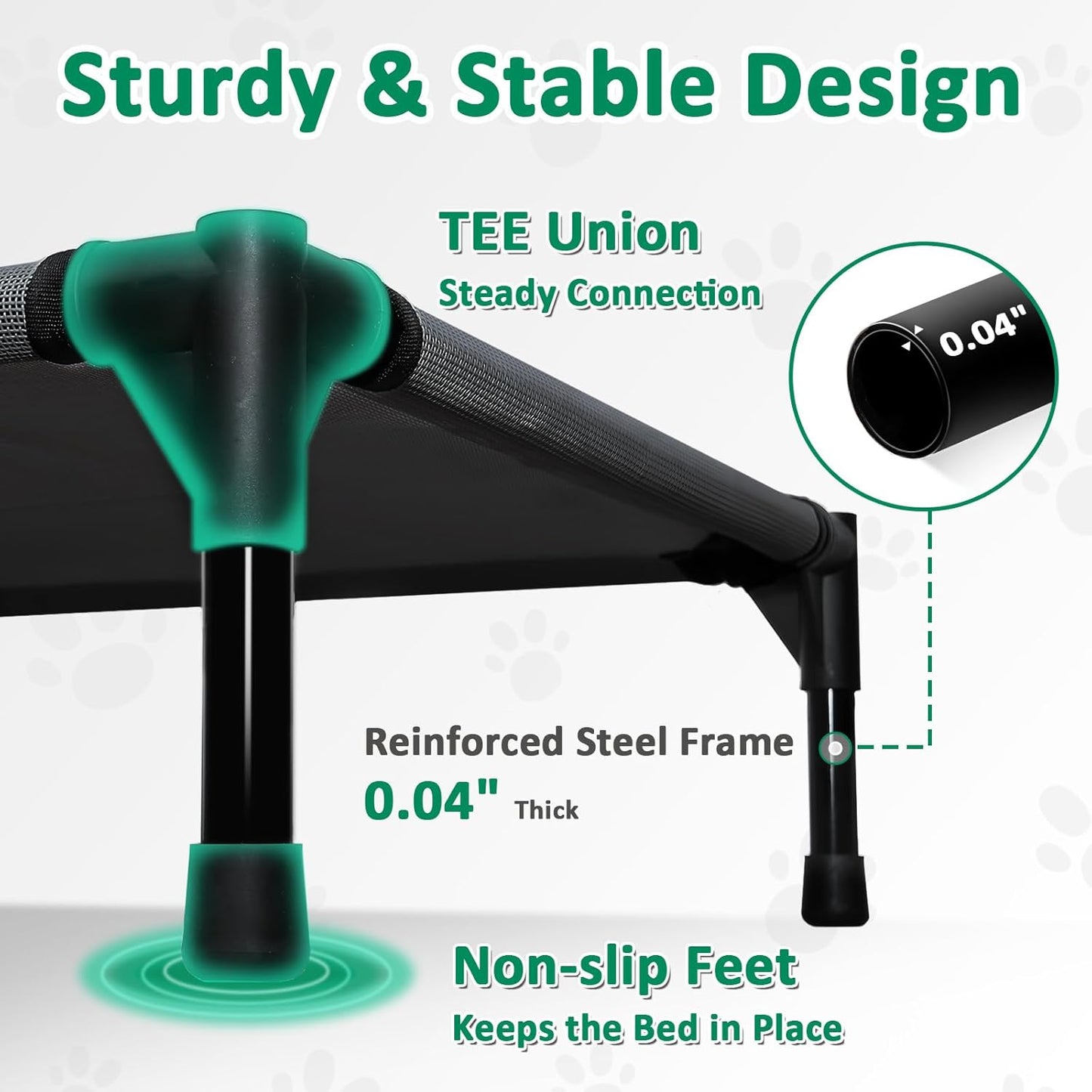 Elevated Outdoor Dog Bed Medium Size Dogs, Cooling Pet Raised Bed with Frame, Lifted Place Cot for Dog Training with Breathable Mesh & Non Slip Feet (M, Black)