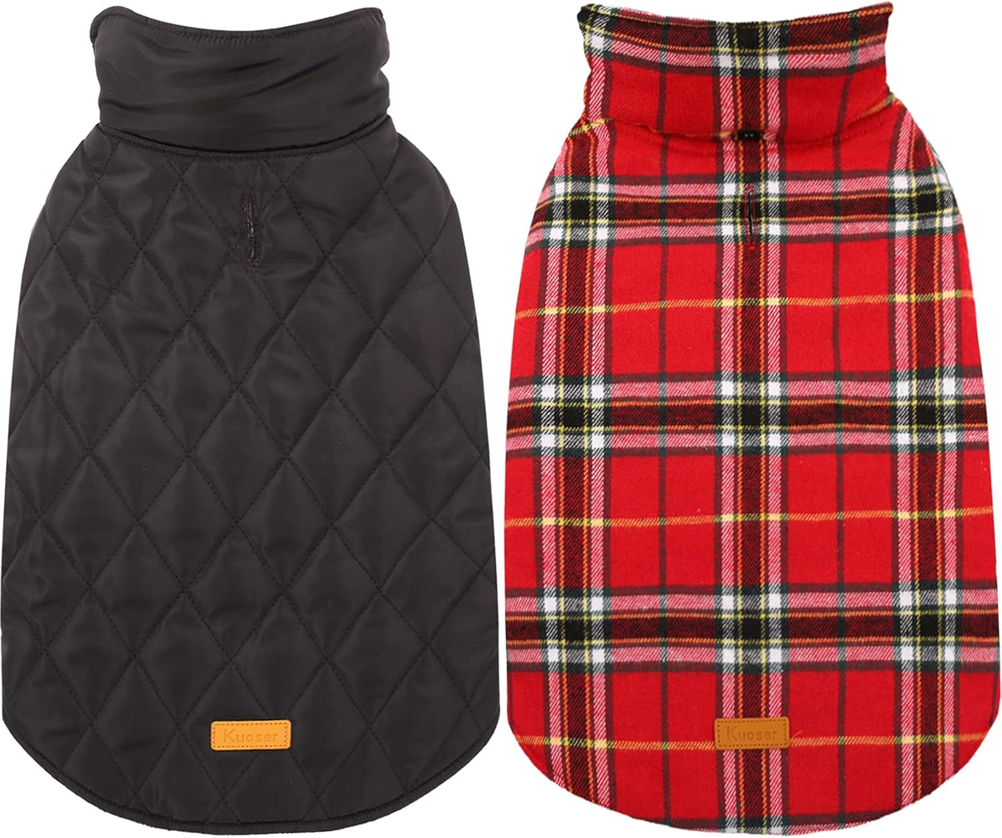 Kuoser Warm Dog Coat, Waterproof Dog Jacket for Extra Large Dogs, Adjustable Durable XXL Doggie Winter Coat Reversible Puppy Cold Weather Apparel from Small to Large Breed, Bright Red XXL