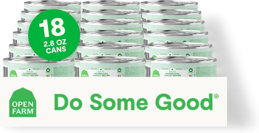 Open Farm Canned Cat Food, Paté for Complete & Balanced Nutrition, Grain-Free and Legume-Free Wet Cat Food, Homestead Turkey Recipe, 2.8oz Cans (Case of 18)