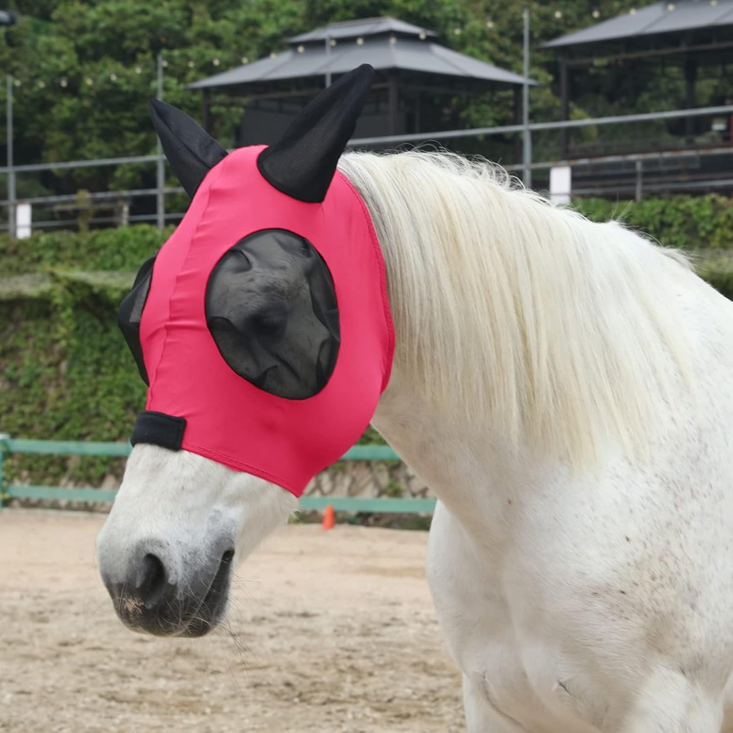 Horse Fly Mask, Fly Masks for Horses with Ears, Super Comfort & Stretchy Fitting Equine Fly Mask Red Cob