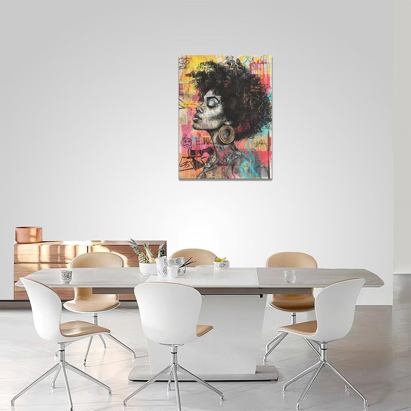Quorin African American Wall Art Banksy Graffiti Black Woman Pictures Black Girl Wall Decor Canvas Print Painting Artwork for Bathroom Living Room Bedroom 12"x16"