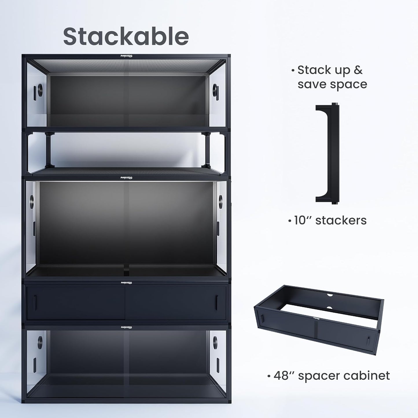 85 Gallon Reptile Tank, Front Opening Snake Tank for Easy Maintenance, Reptile Enclosure with Top Screen Ventilation 48''x24''x18''