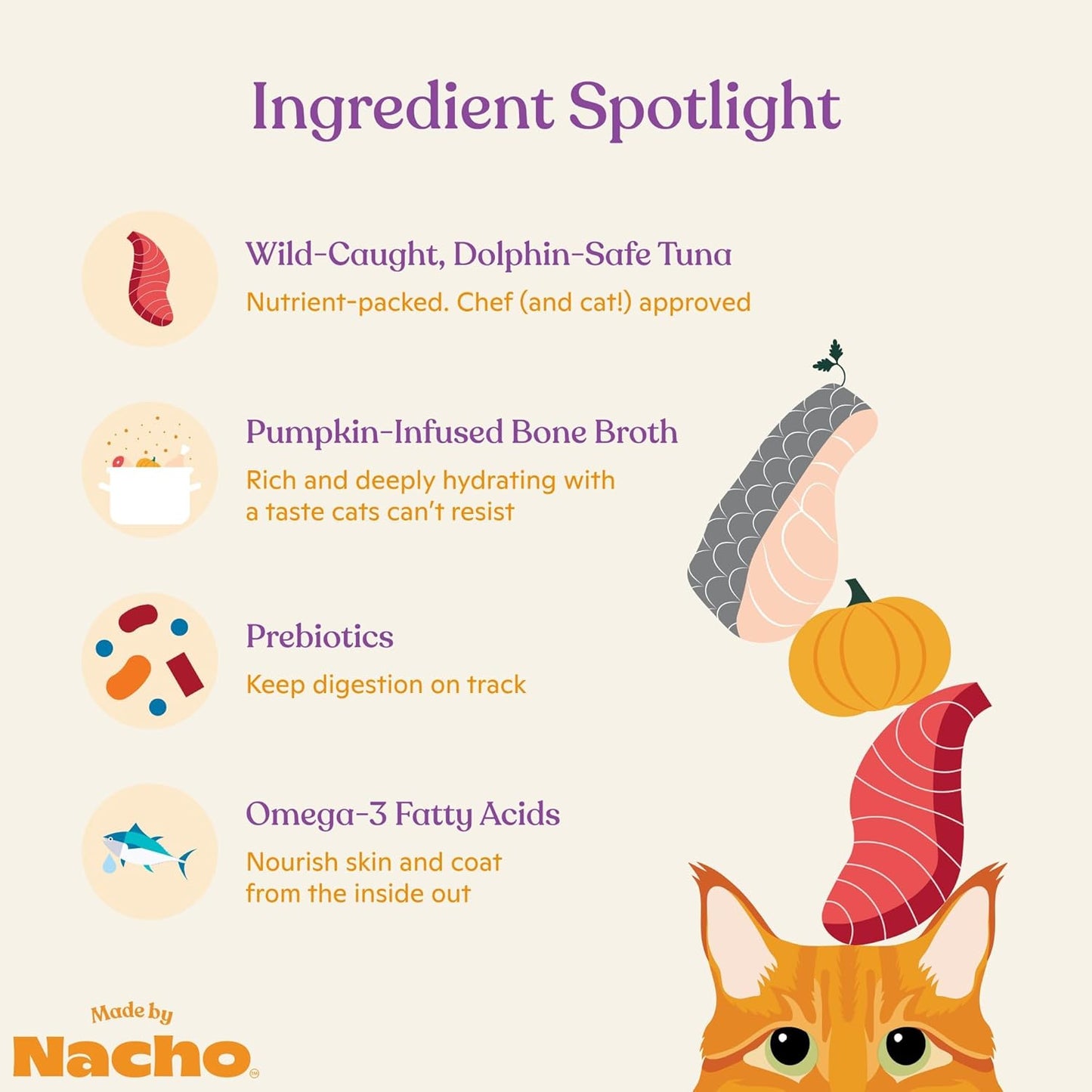 Made by Nacho Flaked Filets Recipe in Bone Broth, Grain-Free Chef's Selects Wet Food for Cats Balanced Diet in Naturally Hydrating Pumpkin-Infused Broth (3.0 oz (Pack of 12), Tuna & Rainbow Trout)