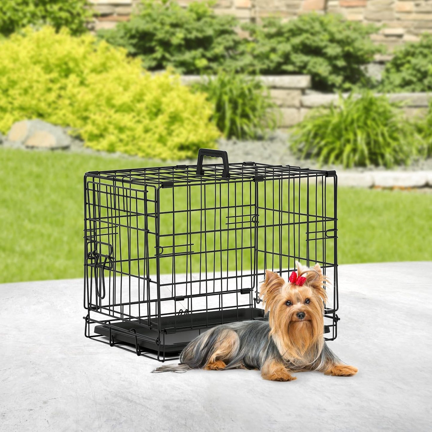 BestPet | Dog Crate | 18" | Black | Foldable Metal Kennel with Double Doors, Secure Slide-Bolt Latches, Leakproof Tray | Portable Dog Cage for Small Breeds | for Travel, Indoor & Outdoor Use