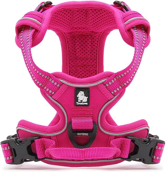TRUE LOVE Adjustable No-Pull Dog Harness Reflective Pup Vest Harnesses Comfortable Control Brilliant Colors Truelove TLH5651(Fushcia,L)