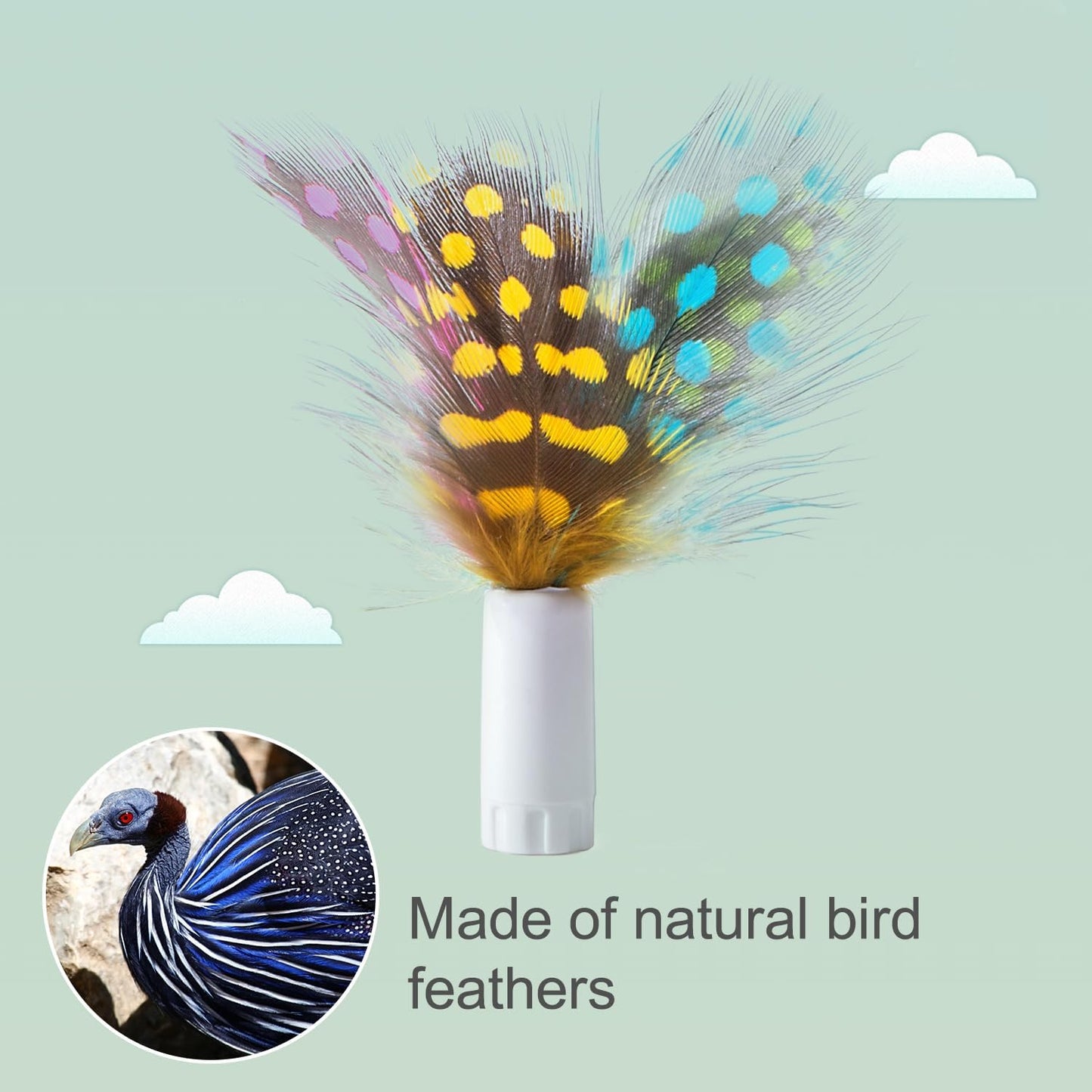 ORSDA 6Pcs Interchangeable Attachments Cat Feather Toys Replaceable Feathers and Fluffy Toy Accessories