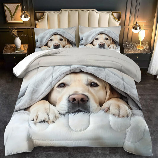 Grey Dog Comforter Set Queen Size Boy,Kawaii Pet Dog Animal Print Bedding Set for Girl,Cute Pet Puppy Print Comforter Quilt for Boys,Kawaii Animal Puppy Dog Pals Bedding Bedroom Bed Decor