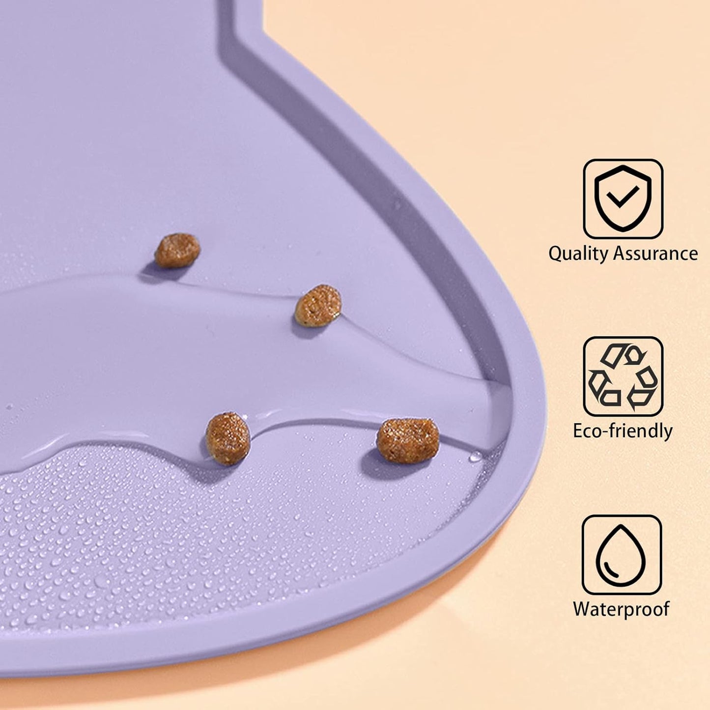 Cat Food Mat, Silicone Pet Feeding Mat for Floor Non-Slip Waterproof Dog Water Bowl Tray Cushion (17" x 10", Periwinkle Blue)