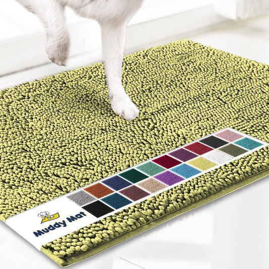 Muddy Mat® AS-SEEN-ON-TV Highly Absorbent Microfiber Door Mat and Pet Rug, Non Slip Thick Washable Area and Bath Mat Soft Chenille for Kitchen Bathroom Bedroom Indoor and Outdoor - Yellow 48" x 72"