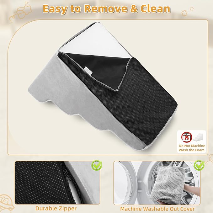 MIHIKK Dog Stairs Ramp, Curved 5-Step Dog Steps for Small Dogs and Cats, Pet Stairs for High Beds and Couch with Anti-Slip Washable Cover and Durable High Density Foam, Grey