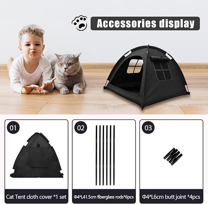 Cat Tent House、Cat's Nest, Quick Assembly and disassembly, Portable Indoor/Outdoor pet Tent House for Cats, Puppies and Other Small Animals