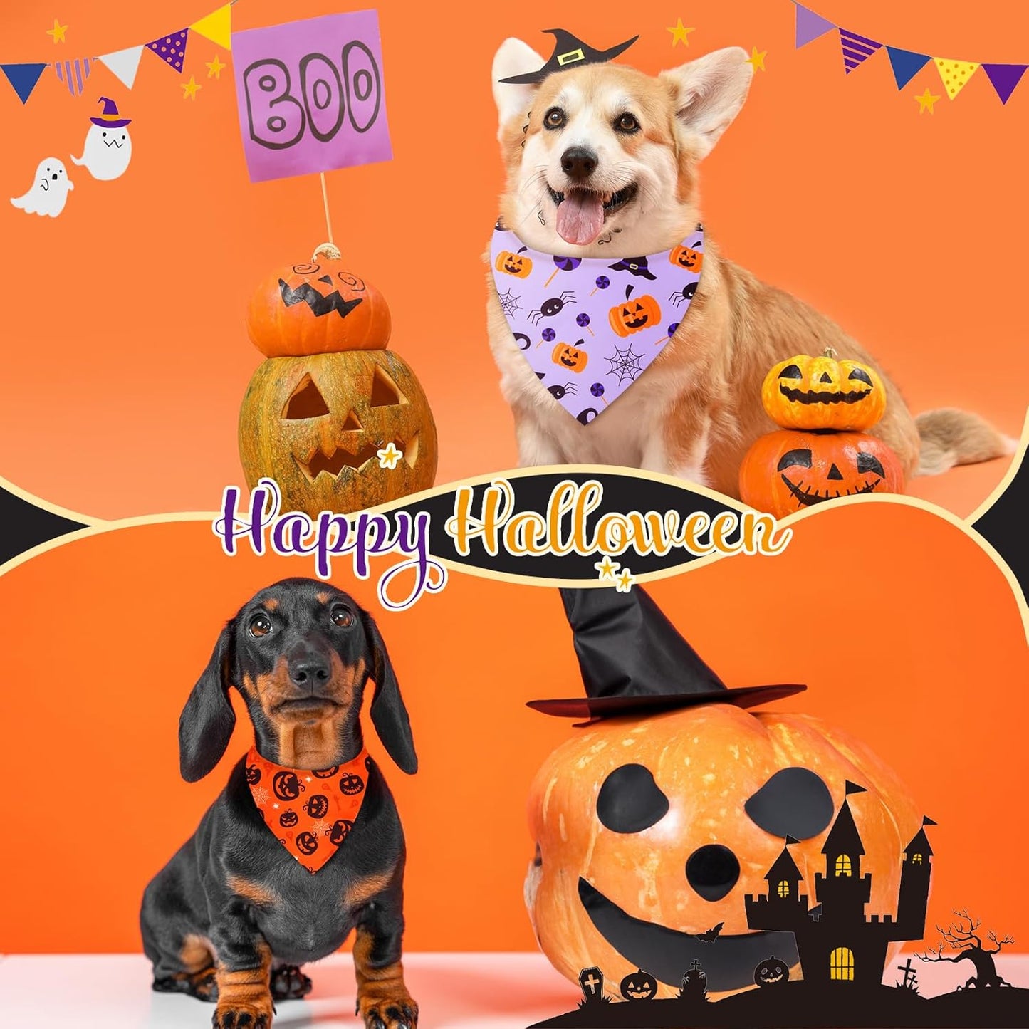 Chunful 30 Pcs Holiday Dog Bandanas Bulk for Fall Thanksgiving Halloween Christmas with Maple Leaves Pumpkin Ghost Snowman Seasonal Triangle Pet Scarf for Small Medium Large 25.6 x 17.7 x 17.7 in