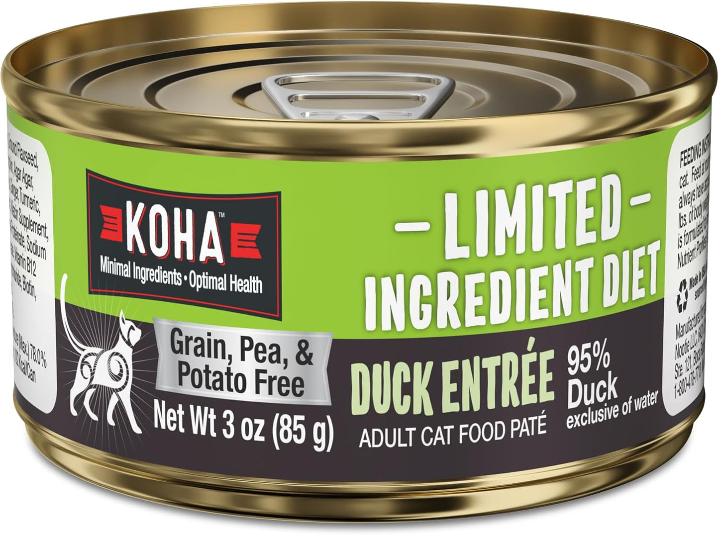 KOHA Limited Ingredient Diet Duck Pate for Cats - Single Meat Wet Cat Food for Sensitive Stomachs - Pate Cat Food with No Fillers - 3oz Pack of 24