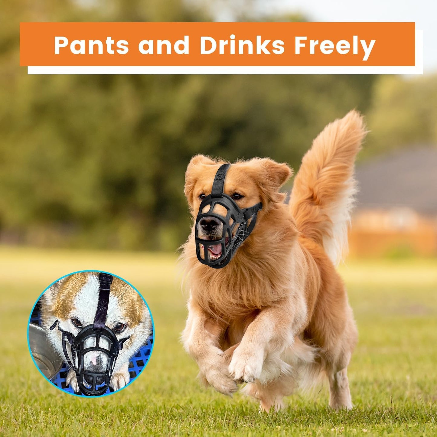 Dog Muzzle – Lightweight Breathable Basket Muzzle, Anti-Biting & Chewing, Adjustable Fit for Small, Medium & Large Dogs(Size 2)