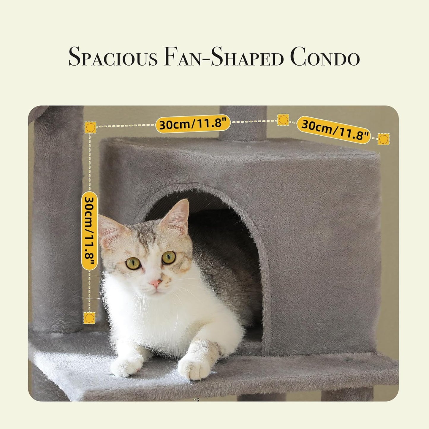 PAWZ Road Tall Cat Tree, Floor to Ceiling Cat Tower with Adjustable Height(85-112 Inches), 7 Tiers Climbing Tower with Cozy Hammocks, 5 Platforms and Scratching Posts for Indoor Cats-Gray