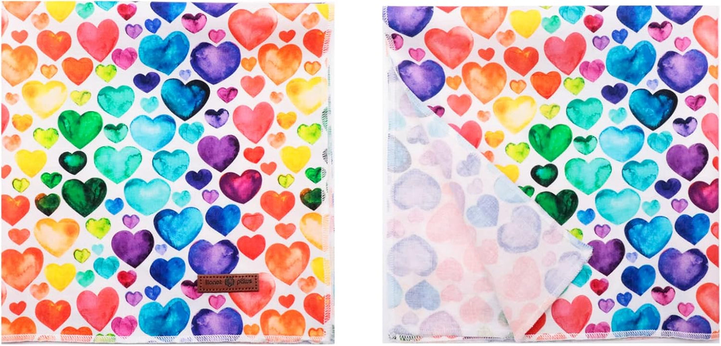 Lionet Paws Valentine's Dog Bandana,Fabric Love Dogs Kerchief for Medium Large Dogs,Dog Triangle Cotton Scarf for Girl Boy