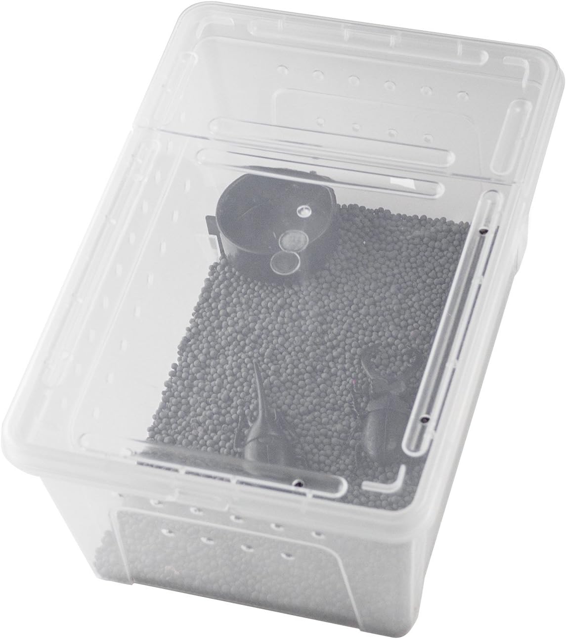 OMEM Portable Reptile Terrarium Habitat for Mini Pet Houses Breathable Holes Stackable Container (M)