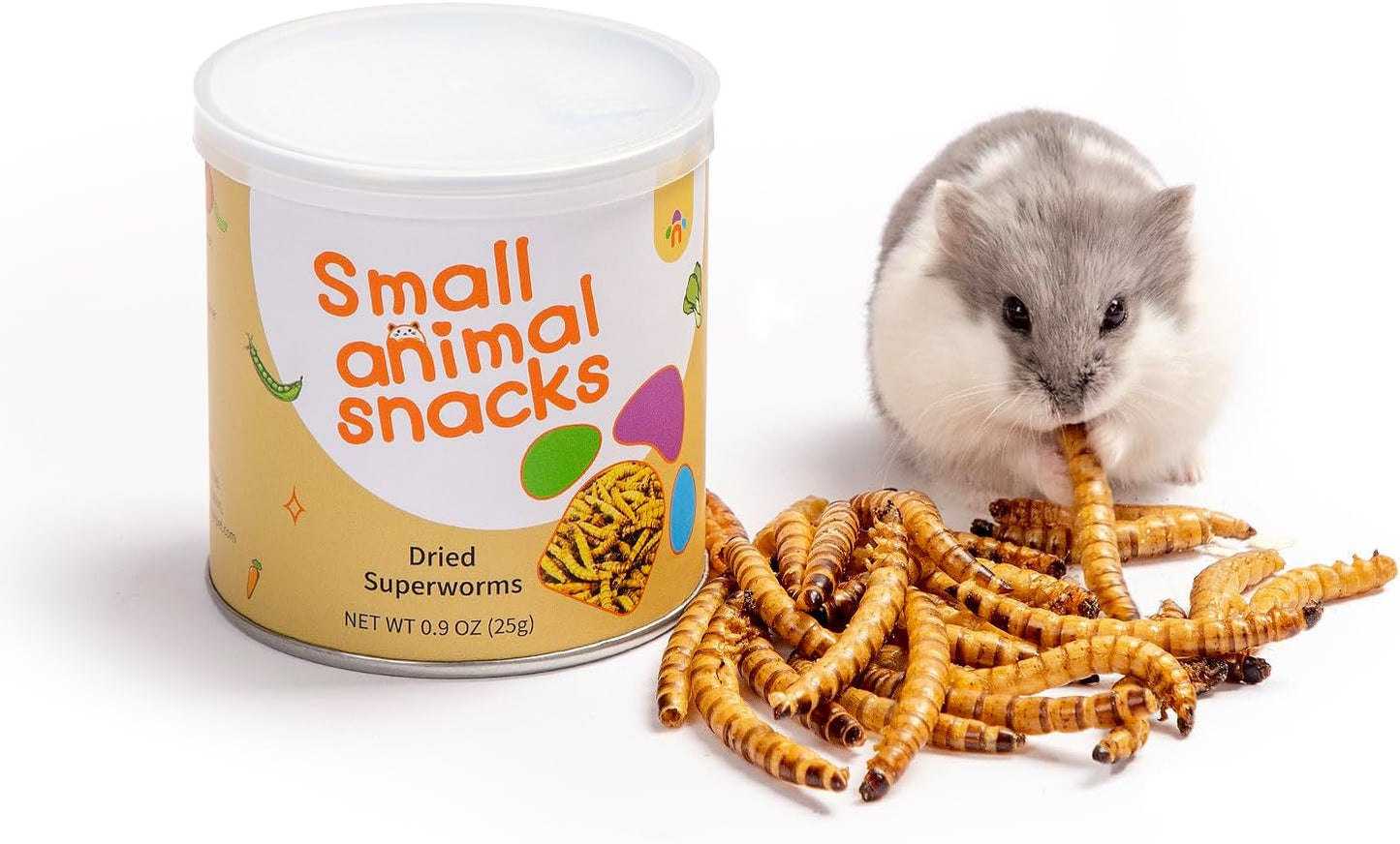Niteangel Small Animal Snack & Treats - Small Critter Natural Treat for Dwarf Syrian Hamsters Gerbils Mice Sugar Glider Hedgehogs Chickens Birds (Dried Worms- 0.9oz (25g))