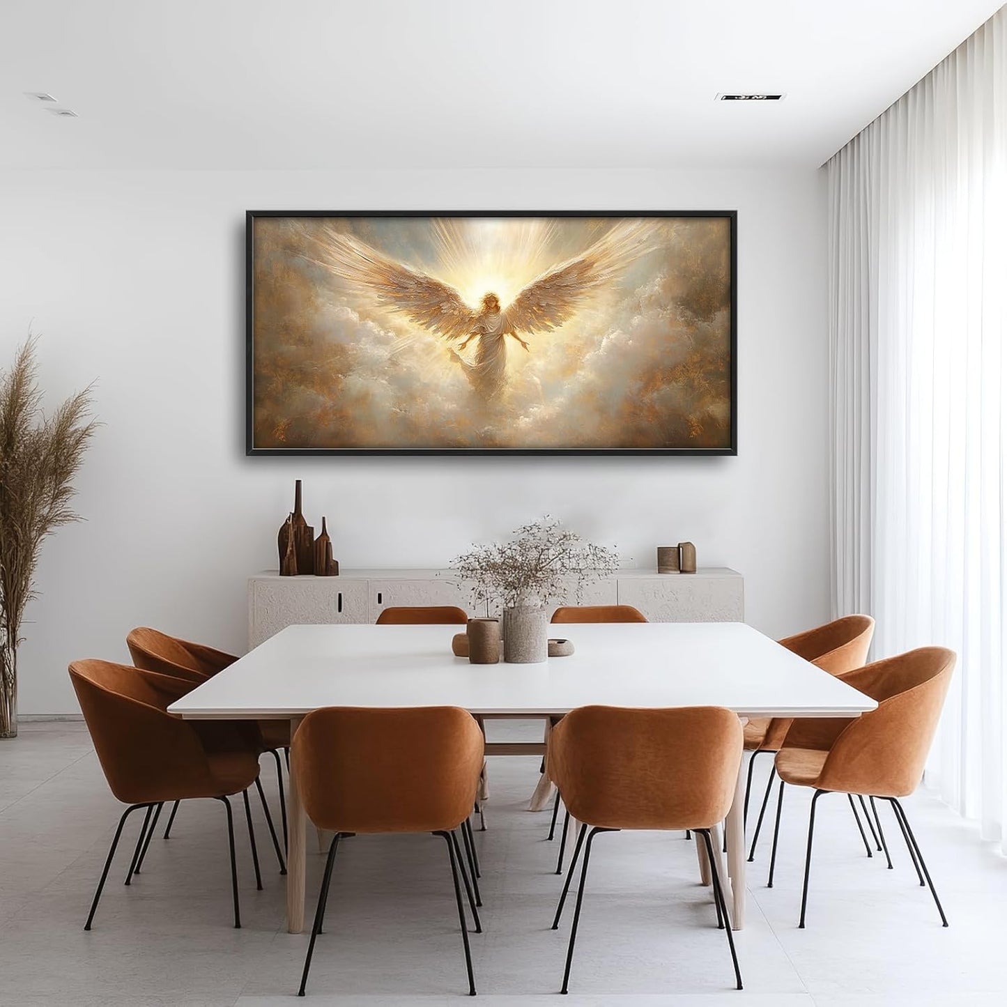 Large Angel Wall Art for Living Room, Framed Oversized Angel Wing Wall Decor Fantasy Sky Clouds Canvas Painting Modern Artwork for Living Room Bathroom Bedroom Office Dining Room 60"x30"