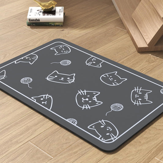 Pet Feeding Mat-Absorbent Dog Mat for Food and Water Bowl-No Stains Quick Dry Water Dispenser Mat-Dog Accessories Pet Supplies-Bowl for Messy Drinkers（Cats,17"x34"