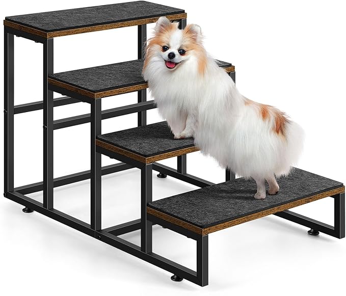 Dog Stairs for High Beds 4 Steps Dog Stairs for Small Medium Dogs Pet Stairs/Steps for Puppy, Cats, and Dogs, Easy to Walk on Dog Step for Beds and Cars