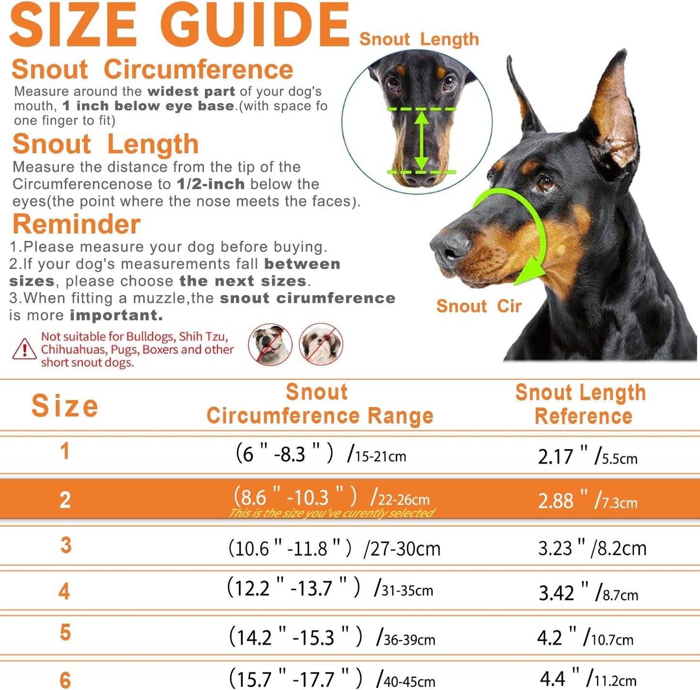 Dog Muzzle – Lightweight Breathable Basket Muzzle, Anti-Biting & Chewing, Adjustable Fit for Small, Medium & Large Dogs(Size 2)