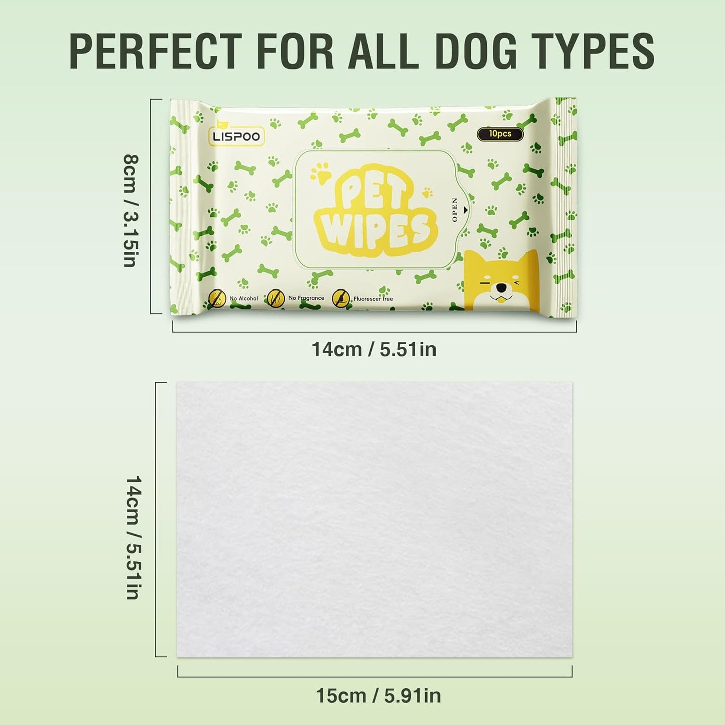 Dog Grooming Wipes-Alcohol-Free Portable Pack, Gentle for Face, Body, Eyes,Ears,Paws and Butt-Cleaning and Grooming for All Pets-10 Pcs