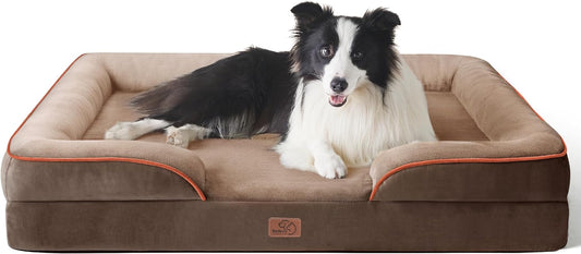 Bedsure Orthopedic Dog Beds Large Sized Dog - Washable Large Dog Cat Bed Waterproof, Comfort Dogs Couch Sofa with Washable Removable Cover, Pet Bed with Nonskid Bottom, Brown, 35"