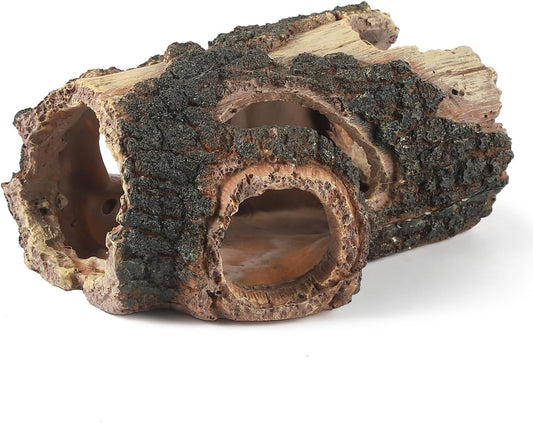 IBWell Aquarium Wood Fish Tank Decorations，Resin Fake Logs Terrarium DÉCor, Reptile Hide Aquarium Hideout for Fish Cave, Small Turtles, to 20 Gallon Tank