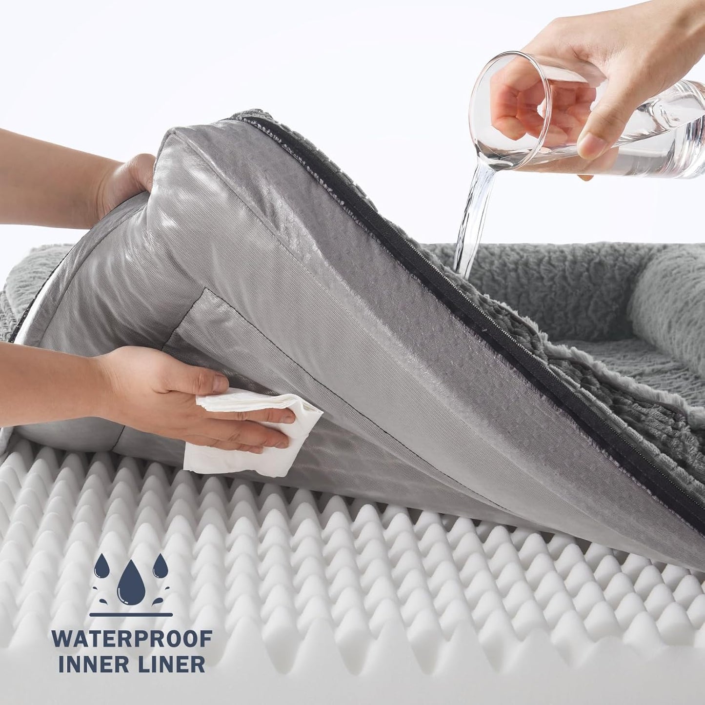 INVENHO Orthopedic Extra Large Dog Bed, XXL Waterproof Egg-Crate Memory Foam Dog Couch Bed with Washable Removable Cover, Waterproof Lining and Nonskid Bottom