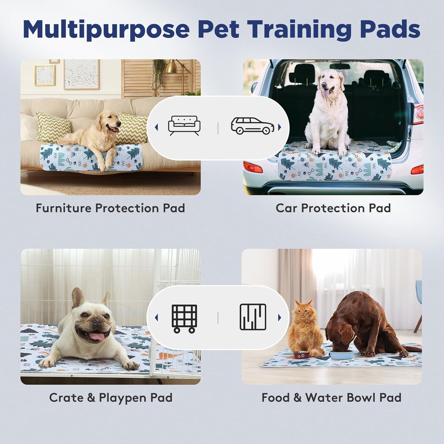 Washable Pee Pads for Dogs, 2 Pack Large 48"x48" Super Absorbent Reusable Pads for Dog Training Pads, 100% Waterproof Non-Slip Pee Pads Whelping Pads Dog Playpen Pads Crate Mat Bed Pads Dog Products