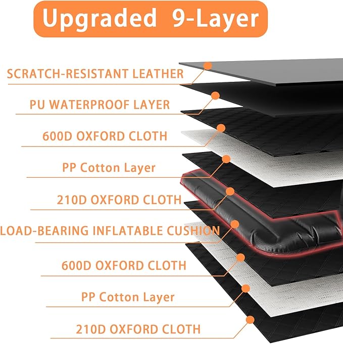 Car Back Seat Pet Cover for Dogs Back Seats Protector, Soft Inflatable Cushion Backseat Extender Comfortable Dog Hammock, Waterproof Dog Bed Rear Travel Accessories for Car,SUV,Truck