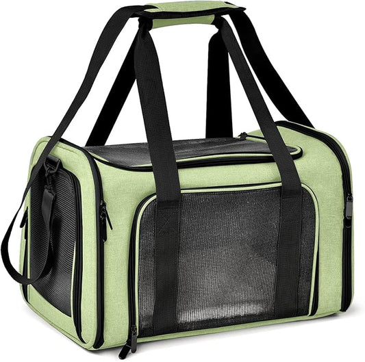 Pet Carrier for Small Medium Cats Dogs Puppies up to 15 Lbs, Airline Approved Small Dog Carrier Soft Sided, Collapsible Travel Puppy Carrier - Green