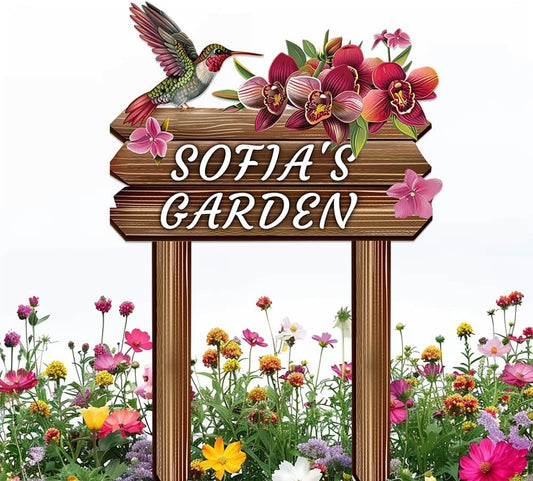 Personalized Colorful Bird Metal Sign with Stake,Custom Gardener Family Name Signs Outdoor Decor,Customized Birds on the Branch Gardening Gifts,Flowers Plaques Decorate for Patio Lawn Porch Backyard