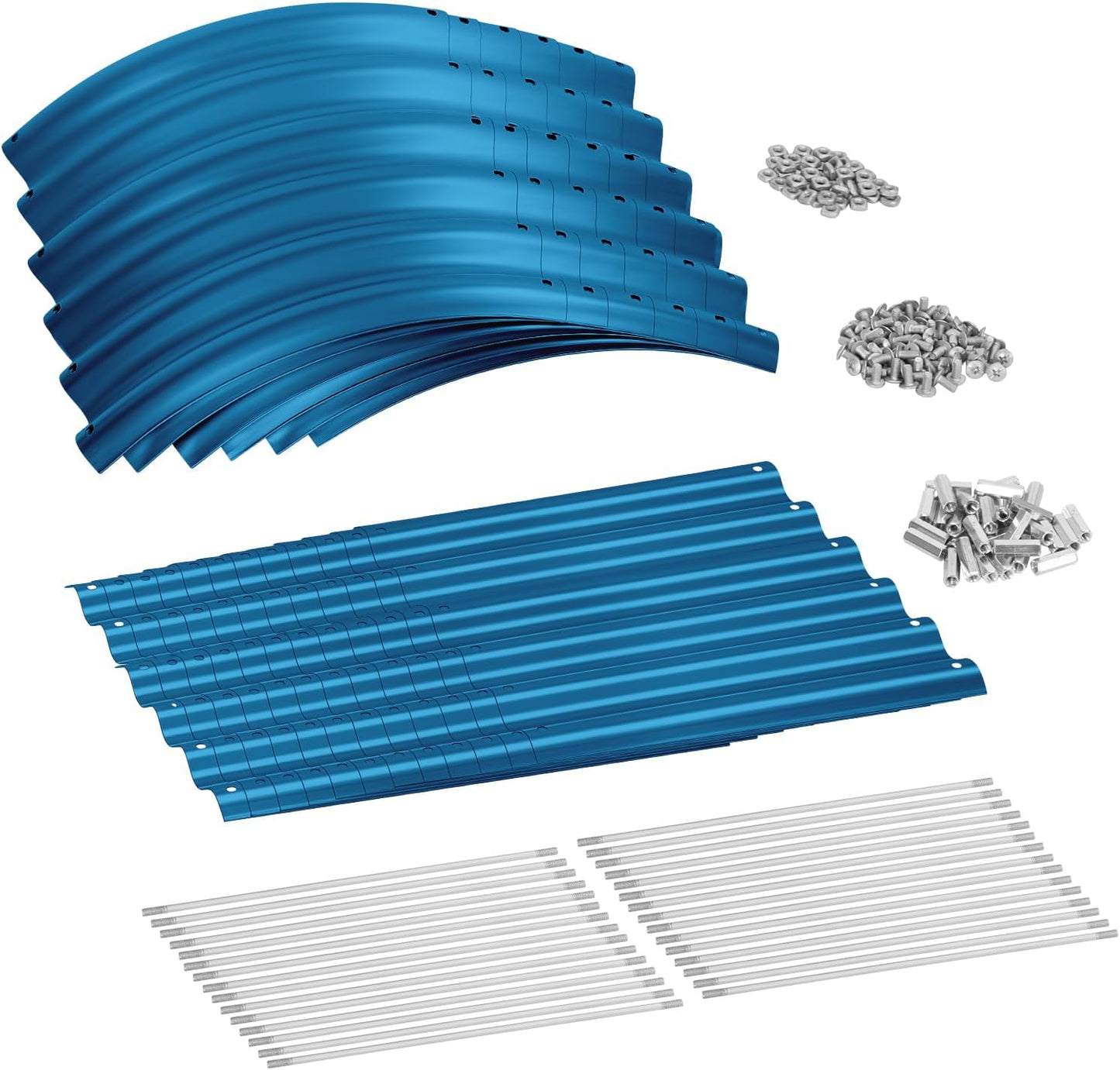 Land Guard 8×2×1.5ft Galvanized Raised Garden Bed Kit, Raised Garden Boxes Outdoor, Oval Metal Raised Garden Beds for Vegetables, Blue