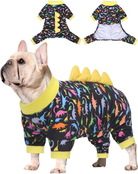 CuteBone Dinosaur Costume Dog Pajamas, Stretchy Spandex Crystal Velvet Sleepwear Coat for Small Dogs, Soft & Warm Pet Outfit Clothes for Cold Weather, Cozy Pullover Design COSP01XL
