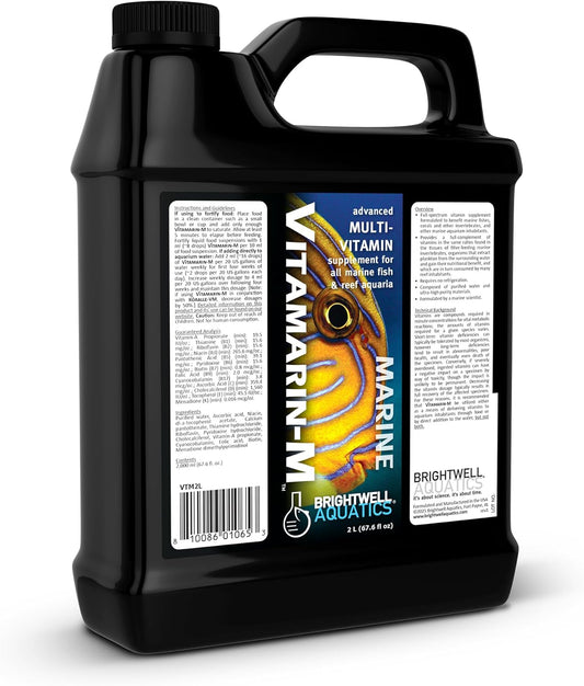 Brightwell Aquatics Vitamarin-M – Complete Vitamin Supplement for Marine Fish, Corals & Invertebrates – Supports Growth, Color & Immune Health – No Refrigeration, 2L