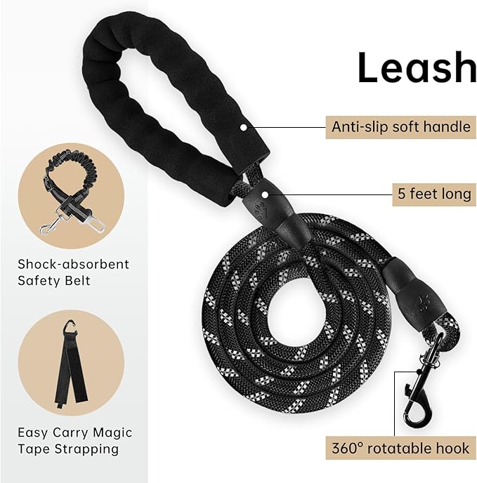 IVY&LANE No Pull Dog Harness with Leash Set, Reflective No Choke Pet Vest,Adjustable Oxford Dog Vest Harness with Easy Control Handle for Small Dogs (Light Brown,S)