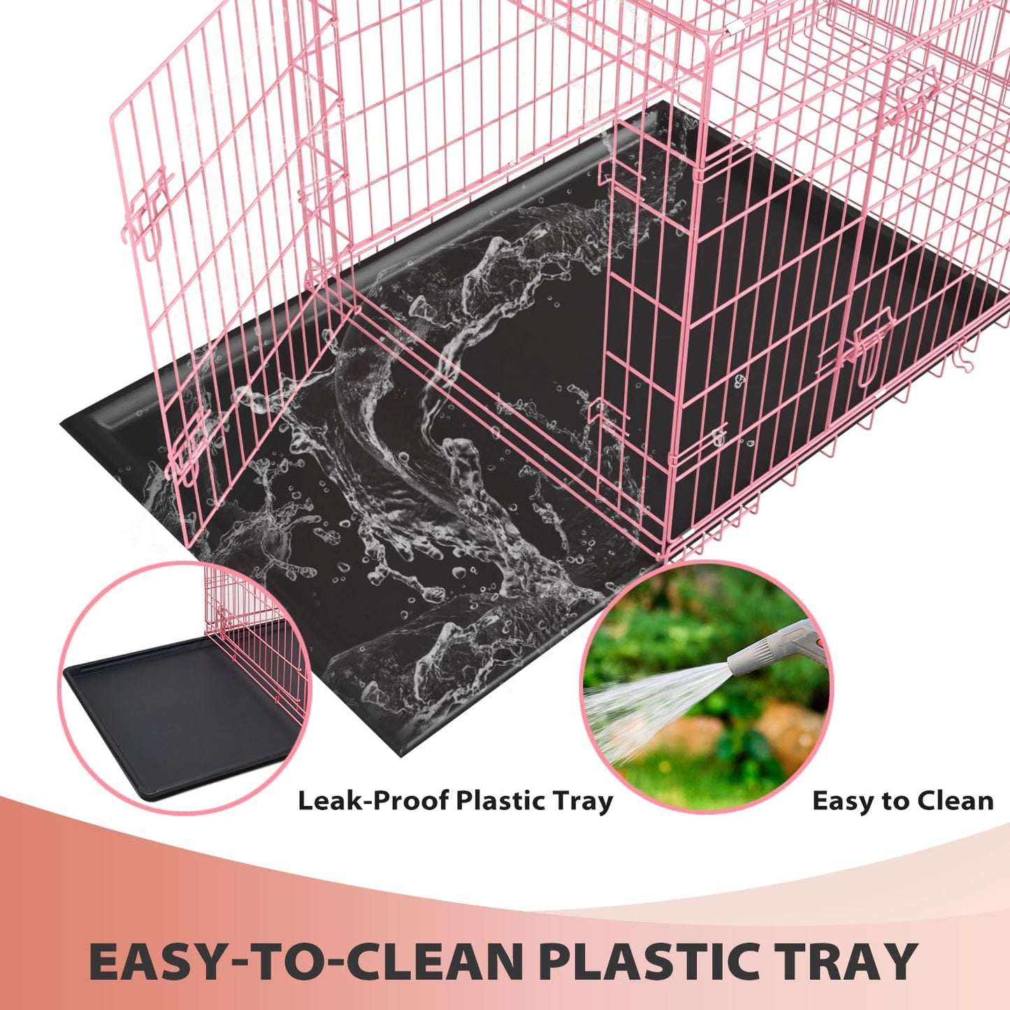 BestPet | Dog Crate | 24" | Pink | Foldable Metal Kennel with Double Doors, Secure Slide-Bolt Latches, Leakproof Tray | Portable Dog Cage for Small Breeds | for Travel, Indoor & Outdoor Use