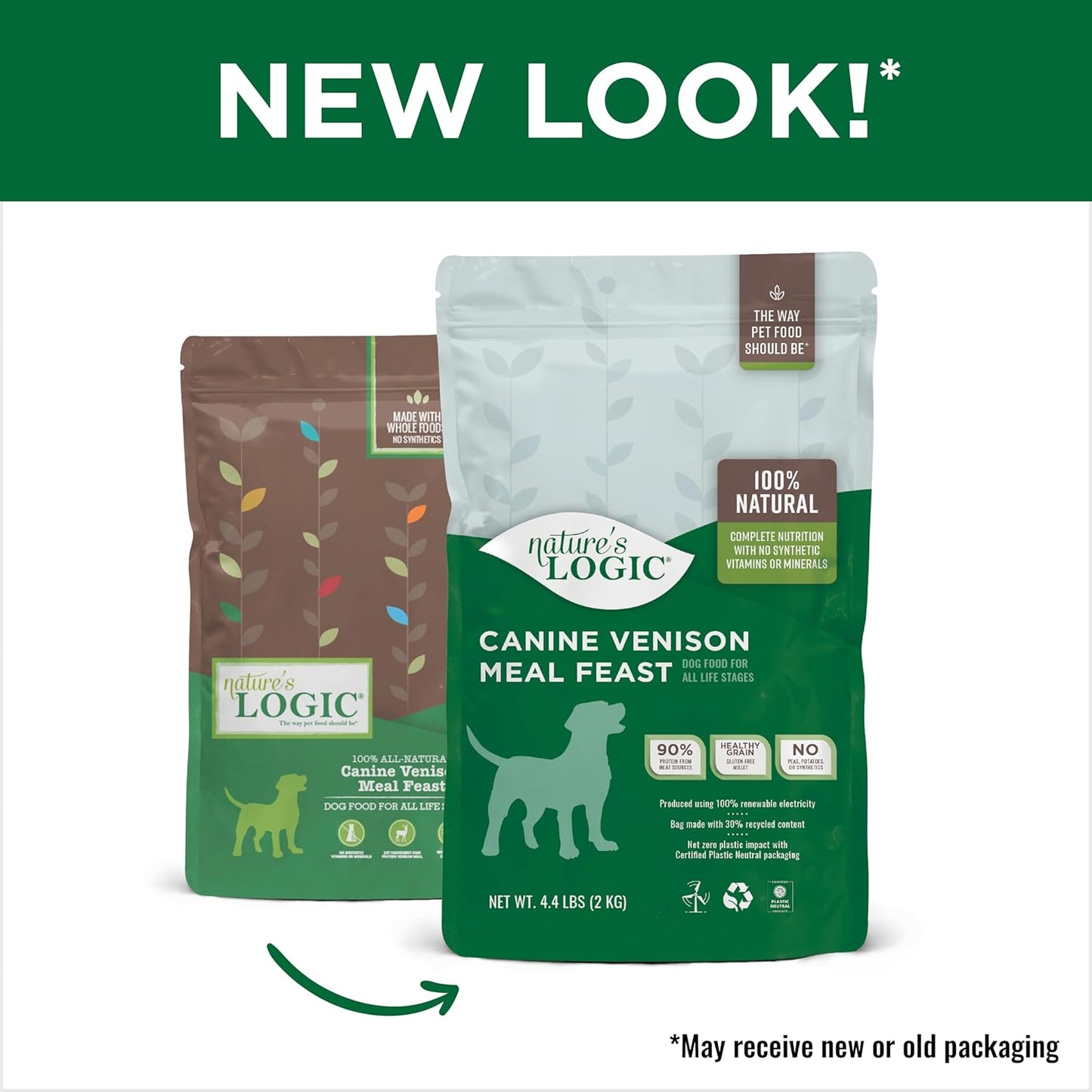 Nature's Logic Dry Dog Food - 100% Natural - No Synthetics - For All Ages, Sizes, Breeds - Free From Common Allergens, High Protein - Venison Meal Feast, 4.4lbs
