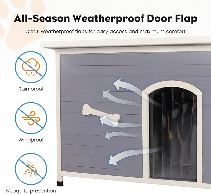 Large Solid Wooden Dog House,Suitable for Both Indoor and Outdoor, Suitable for Large Dogs and Animals of The Following Size, Easy to Clean,Can DIY,45.75" W x 31.25" D x 32.5" H